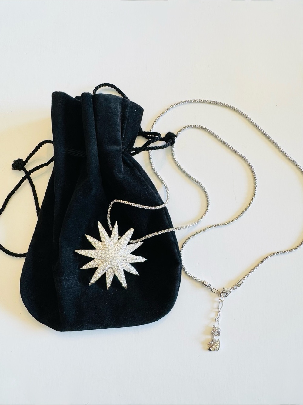Swarovski Starburst Pendant Necklace with Original Black Velvet Pouch